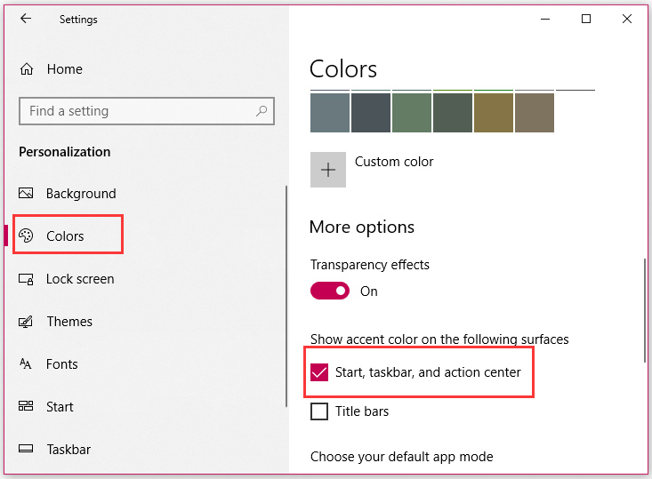 check the box of Show accent color