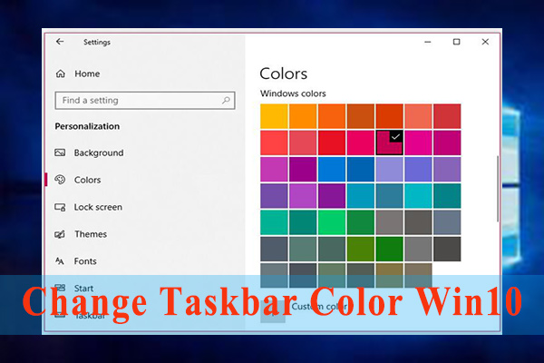 change taskbar color windows 10