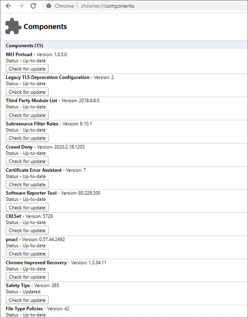 google chrome how to update individual components