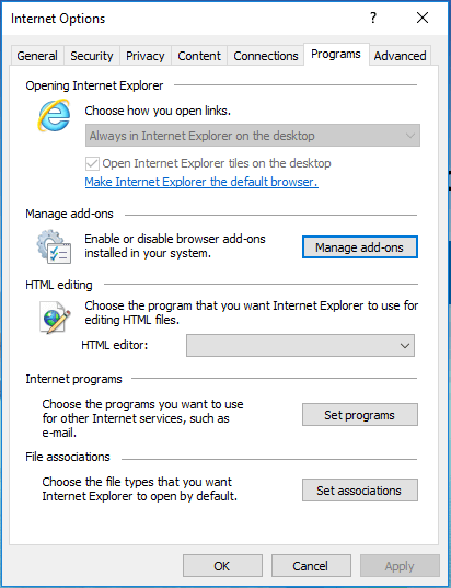 choose Manage add-ons