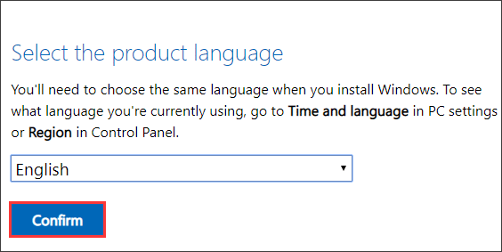select language and confirm