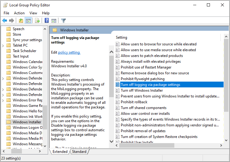 program install log windows 10