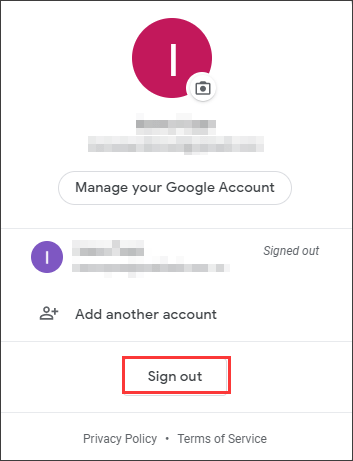 sign out your Google account