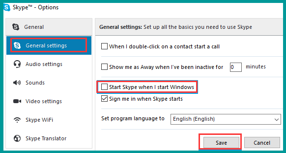 how to disable skype on startup windows 10