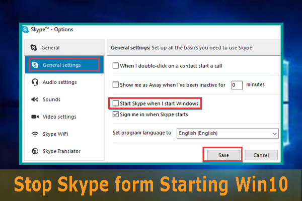 how to stop skype from starting automatically window 10