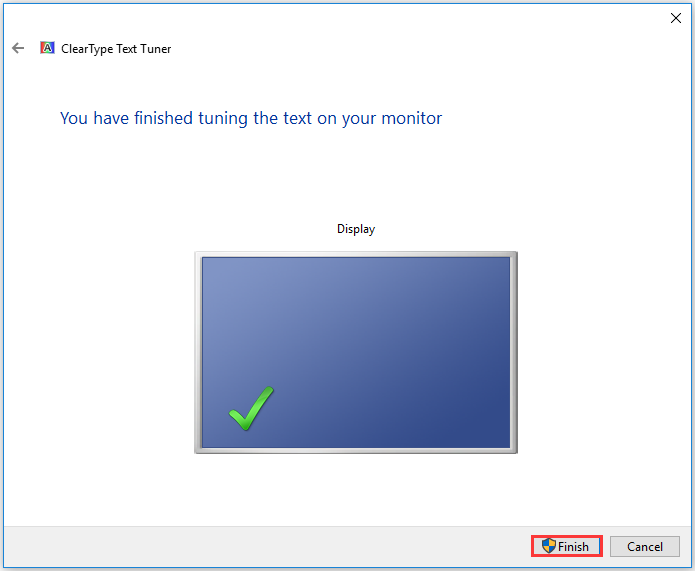 click on the finish button