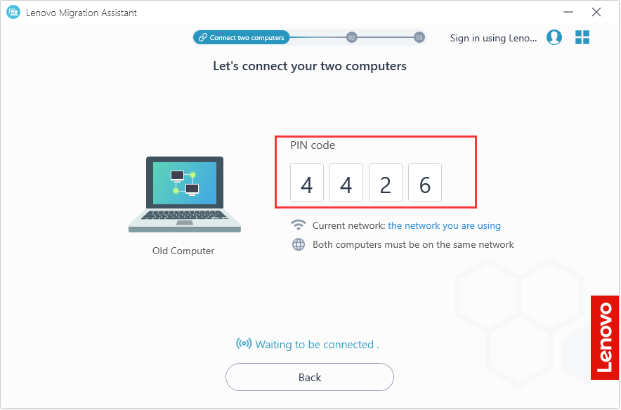 connect source and target computers