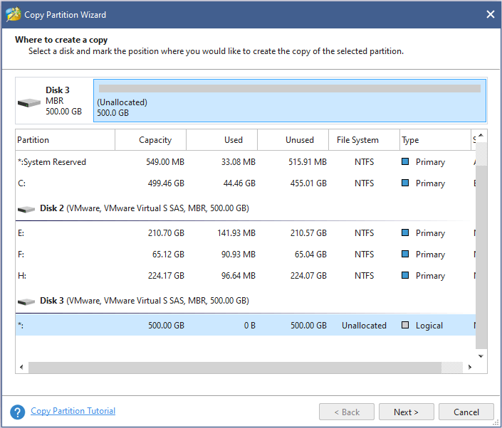choose unallocated space on the USB