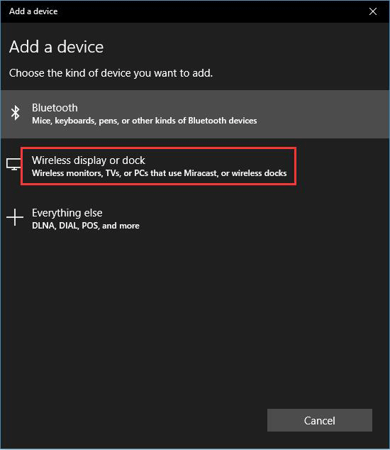 reconnect Wireless displays or docks