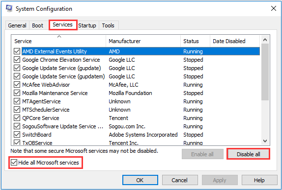 disable third-party services