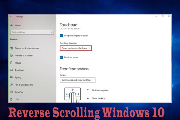 reverse scrolling Windows 10