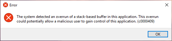 stack-based buffer overrun detected