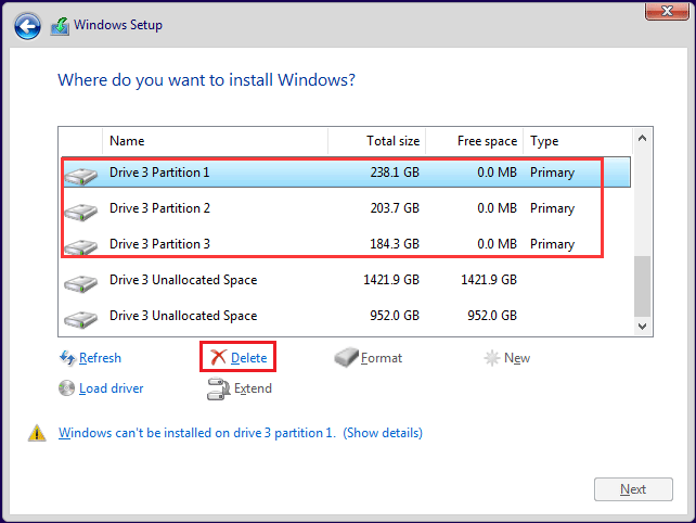 where do you want to install Windows