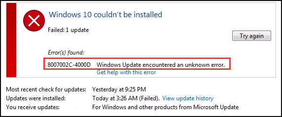 8007002c-4000d error