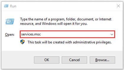 open the Services Manager window