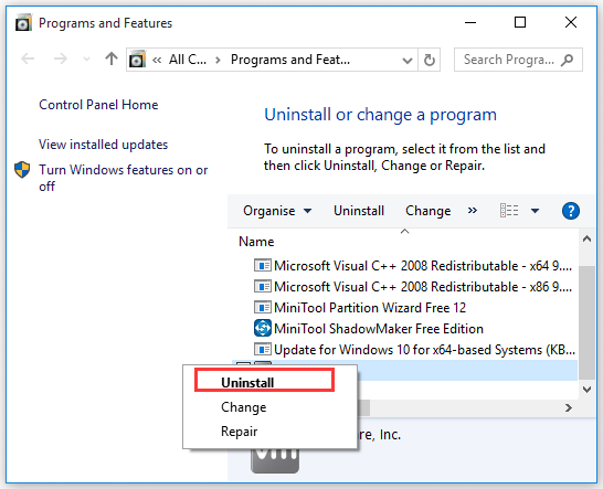 uninstall the antivirus program