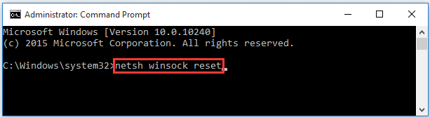 run netsh winsock reset command