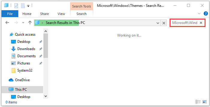 search for the Windows themes folder in the search bar