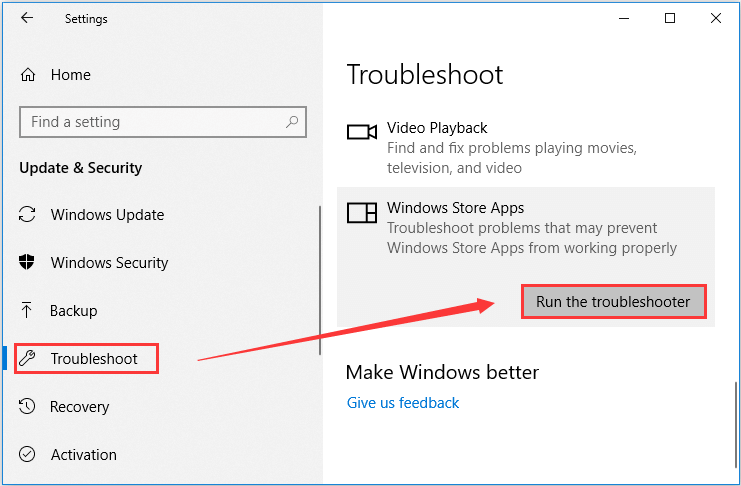 run Windows Store Apps troubleshooter