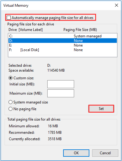 increase paging file size