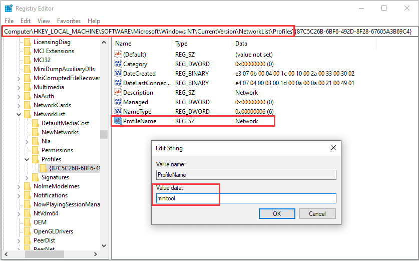 change network name Windows 10
