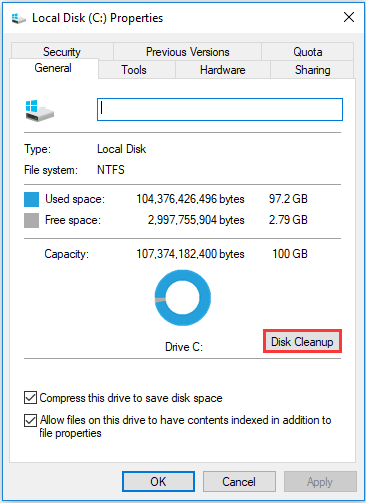 click Disk Cleanup