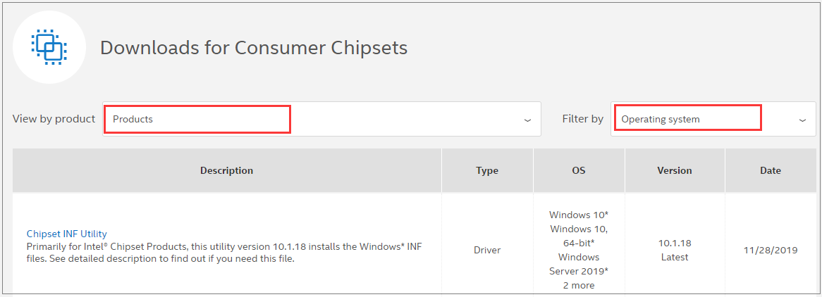 intel chipset driver windows 10