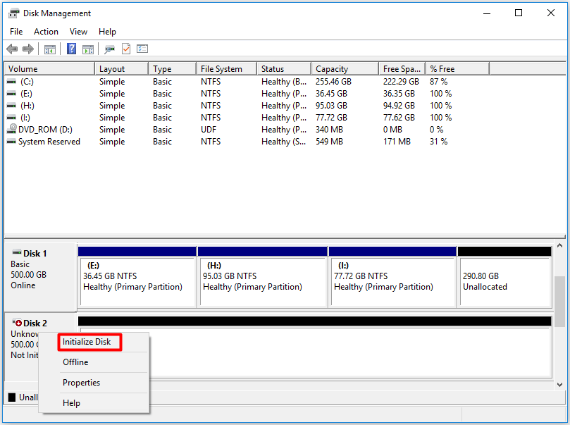 click Initialize Disk