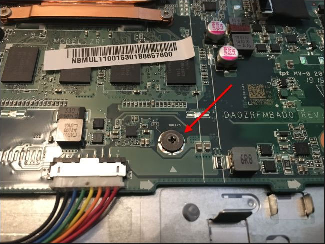 the write protect screw on the motherboard