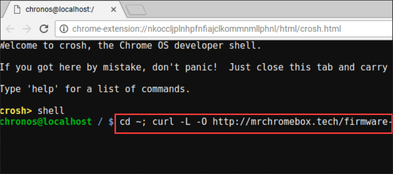 run a command to replace the Chromebook’s BIOS