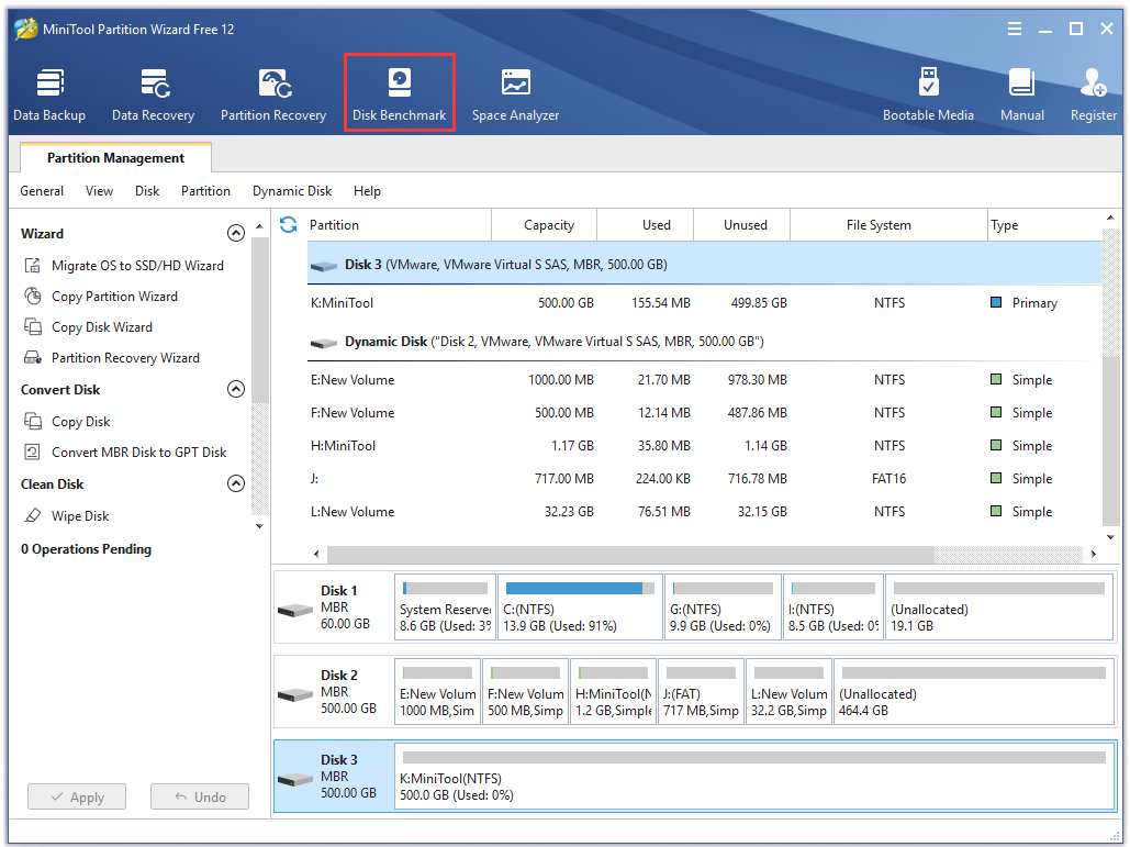 click on Disk Benchmark