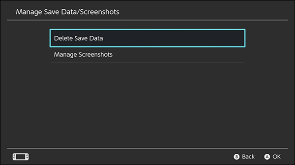 Delete Save Data or Manage Screenshots