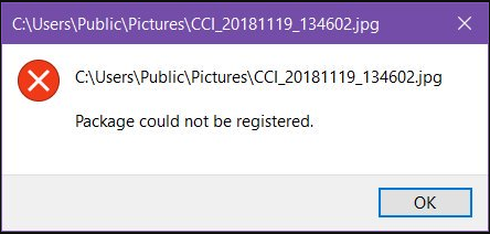 package could not be registered