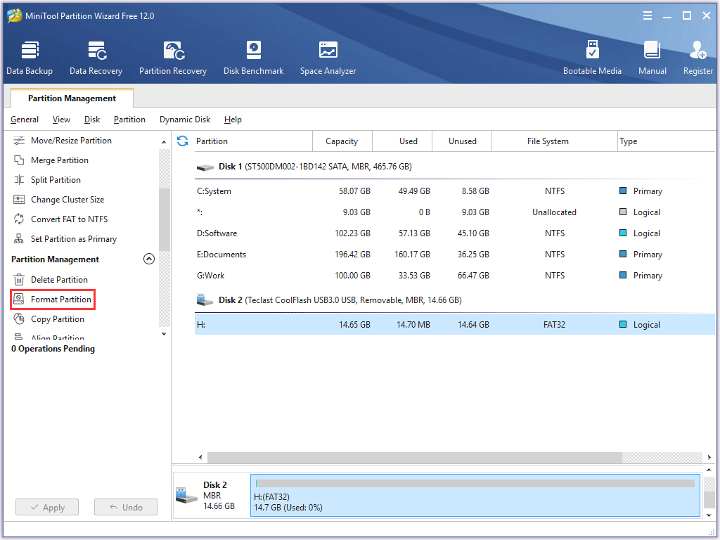click the Format Partition feature