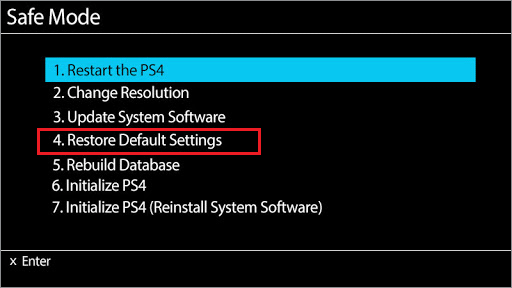 restore default settings