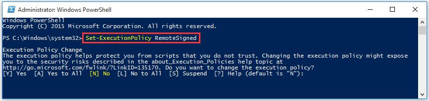 change Execution Policy to RemoteSigned