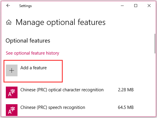 click on the Add a feature section