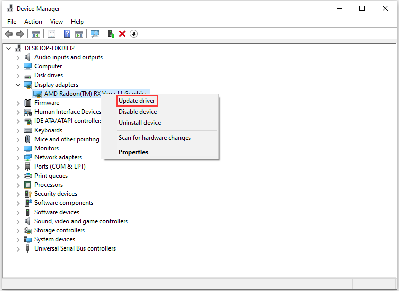 click Update driver
