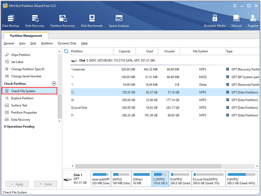 click Check File System