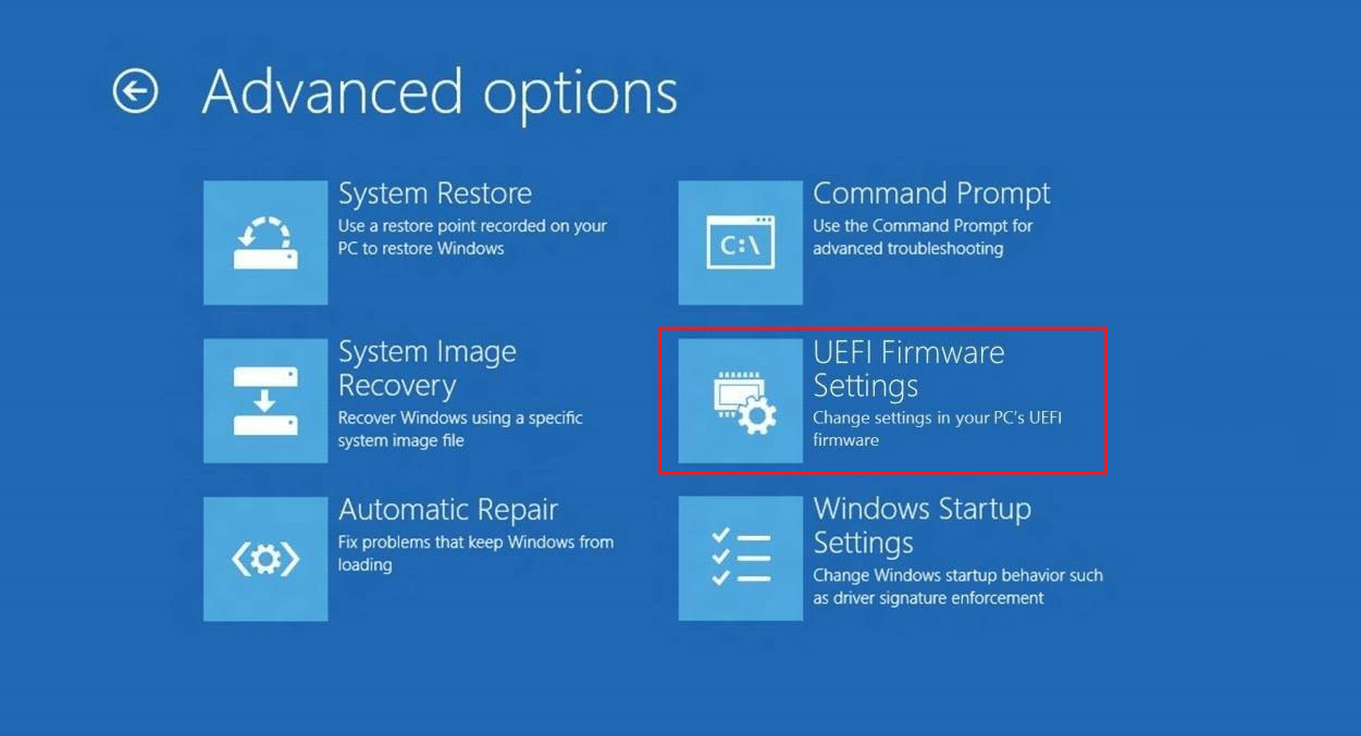 click the UEFI Firmware Settings