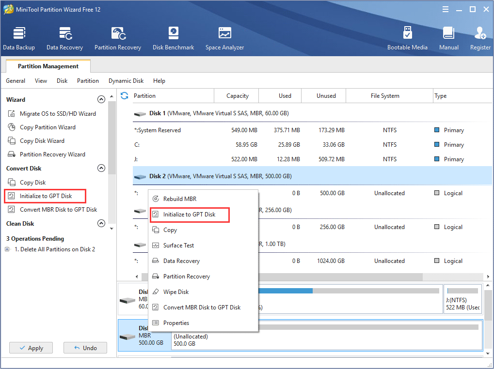 initialize GPT disk
