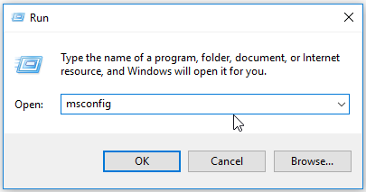 open system configuration from the run window