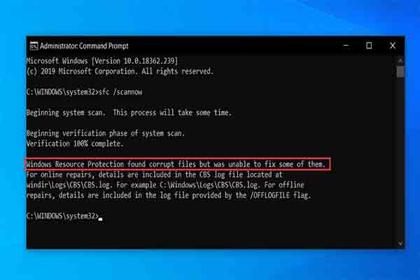 Windows resource protection found corrupt files but was unable to fix some of them