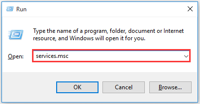open Services Manager window