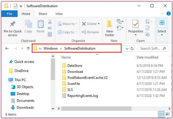 xóa thư mục SoftwareDistribution