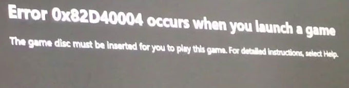 Xbox one error 0x82d40004