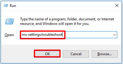 open the Troubleshoot tab from the Run window