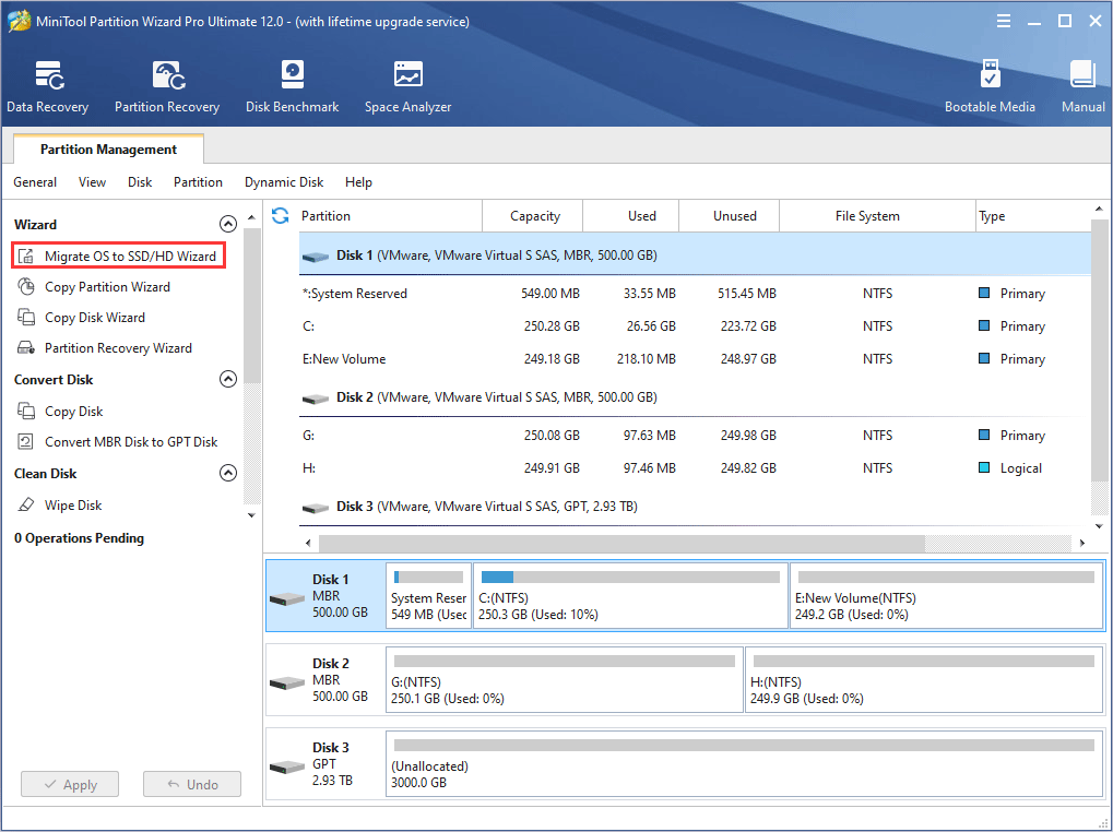 click Migrate OS to SSD/HD Wizard