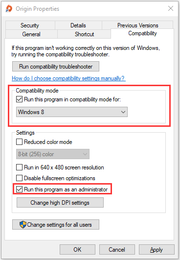 run the program in compatibility mode