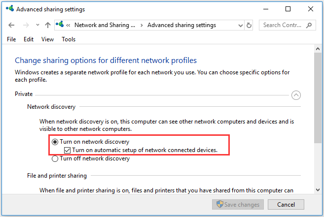 turn on network discovery